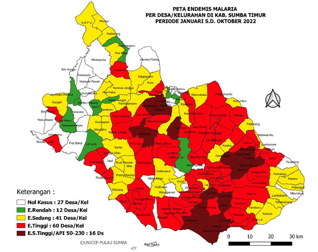 Map of Malaria Outbreak in East Sumba