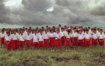 Some of the children of SD Mbinudita, East Sumba sing