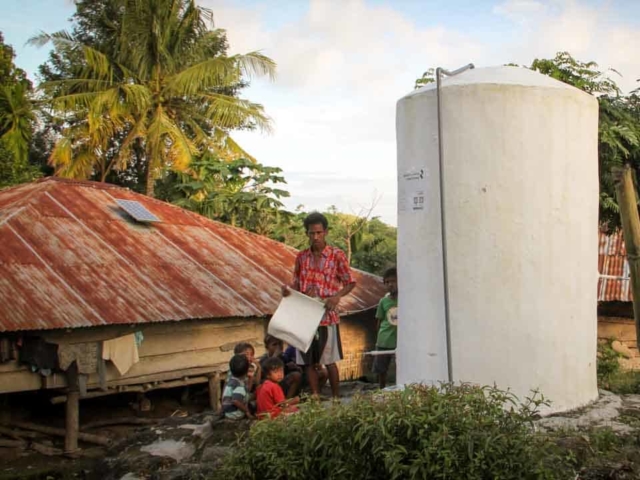 Clean water tanks and healthy sanitation facilities: Examples of constructions we are building in the poorest villages in Indonesia