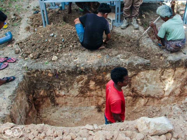 Construction of the first sanitary facilities in the village