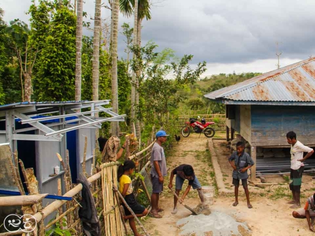 Construction of the first sanitary facilities in the village