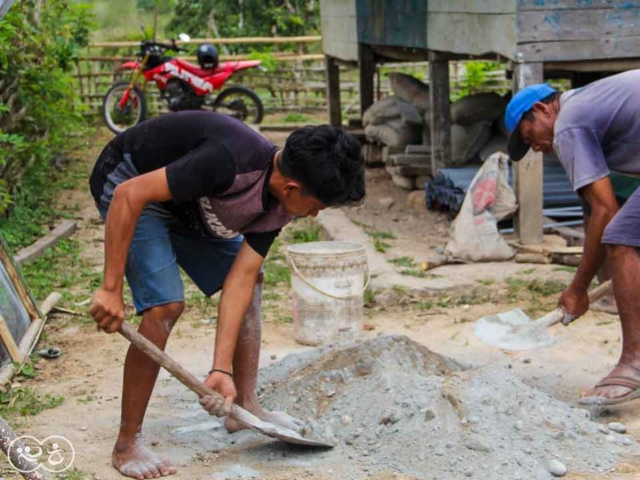 Construction of the first sanitary facilities in the village