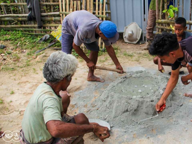 Construction of the first sanitary facilities in the village