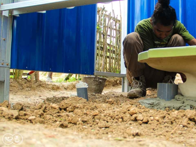 Construction of the first sanitary facilities in the village