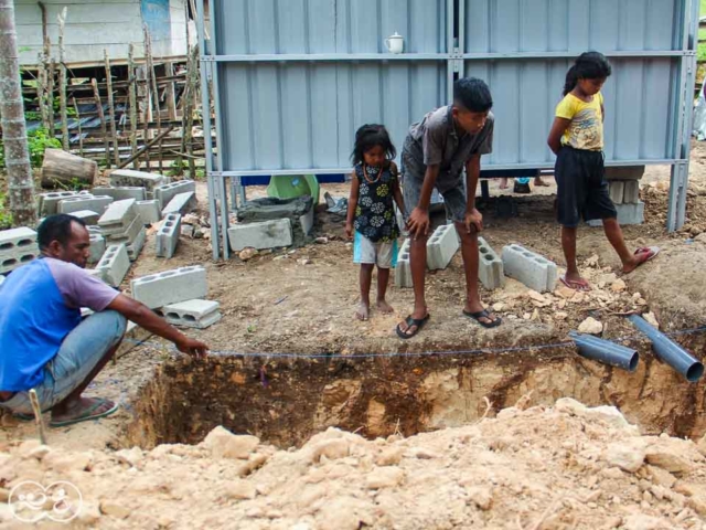 Construction of the first sanitary facilities in the village