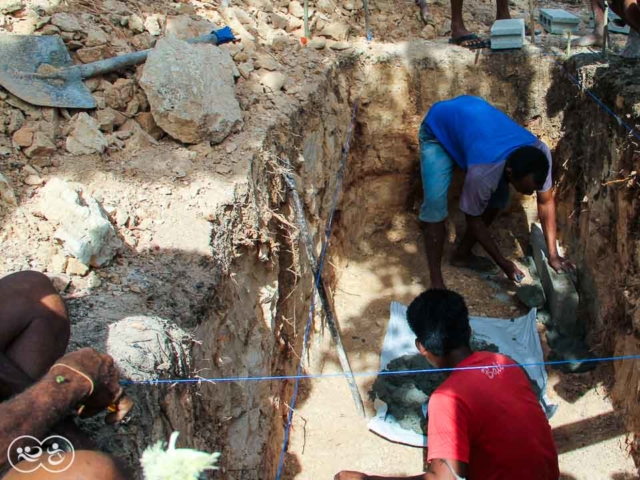 Construction of the first sanitary facilities in the village