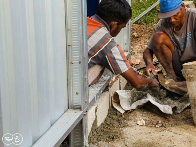 Construction of the first sanitary facilities in the village