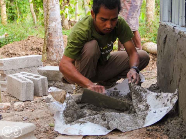 Construction of the first sanitary facilities in the village