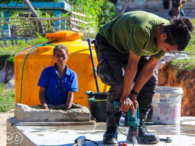 Construction of the first sanitary facilities in the village