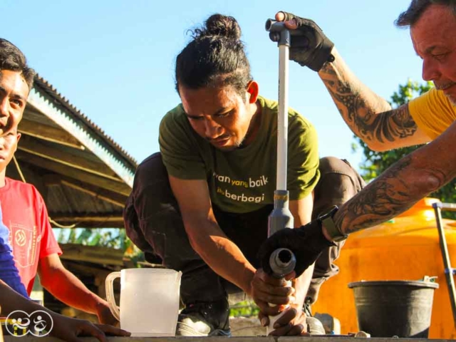 Construction of the first sanitary facilities in the village