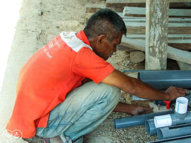 Construction of the first sanitary facilities in the village