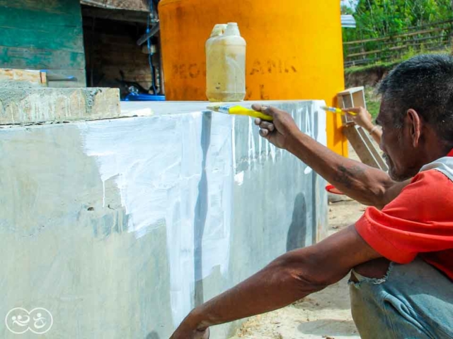 Construction of the first sanitary facilities in the village