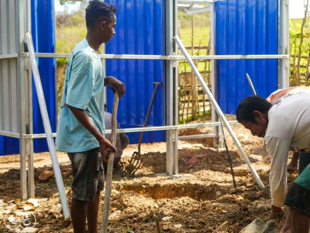 Construction of the first sanitary facilities in the village