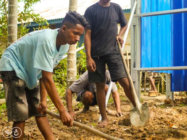 Construction of the first sanitary facilities in the village