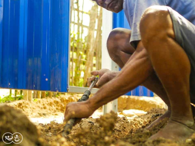 Construction of the first sanitary facilities in the village