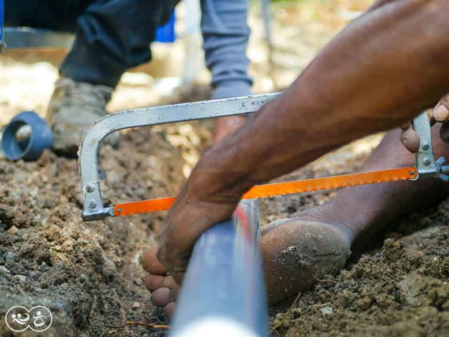 Construction of the first sanitary facilities in the village