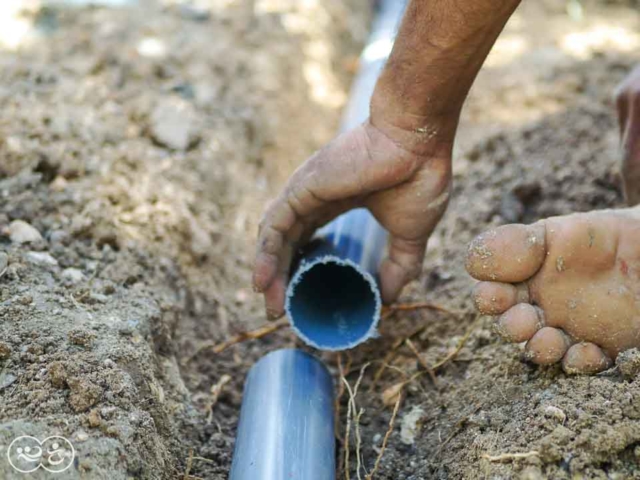 Construction of the first sanitary facilities in the village