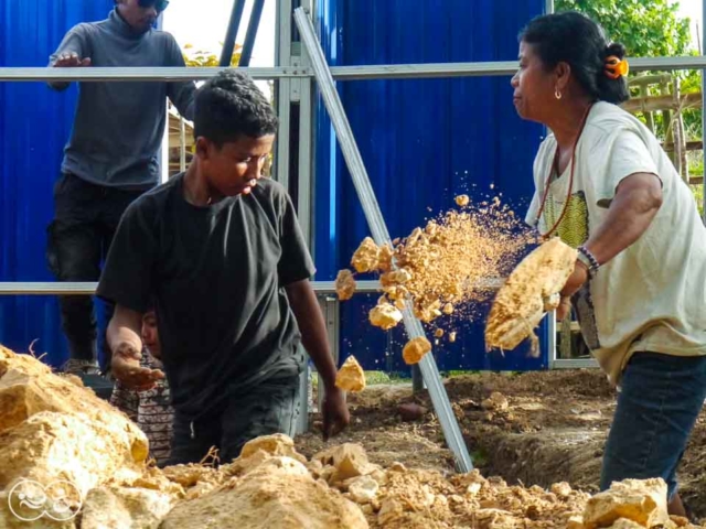 Construction of the first sanitary facilities in the village