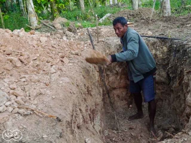 Construction of the first sanitary facilities in the village