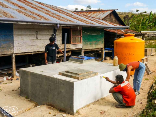 Construction of the first sanitary facilities in the village