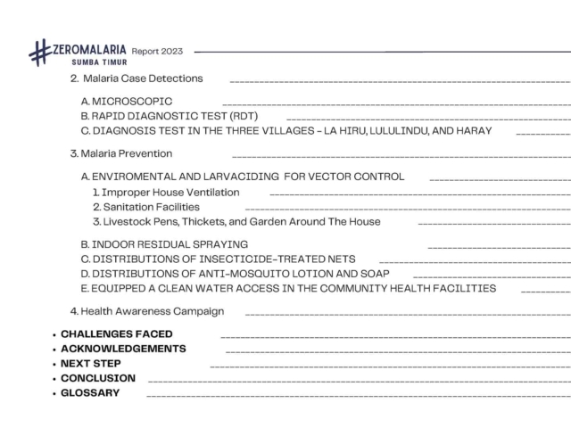 Zero Malaria Program - Activity and work report