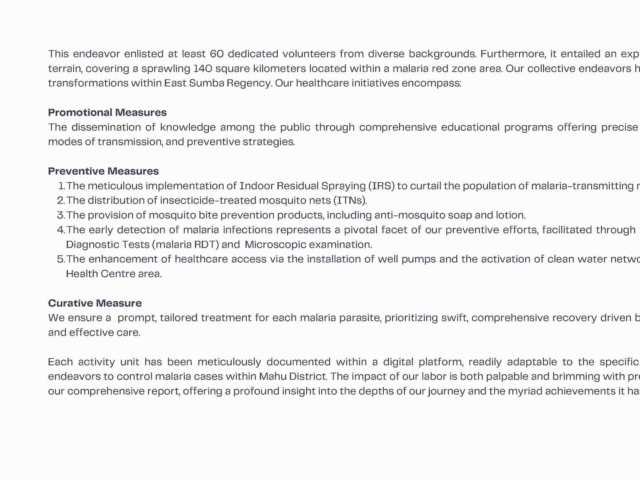 Zero Malaria Program - Activity and work report