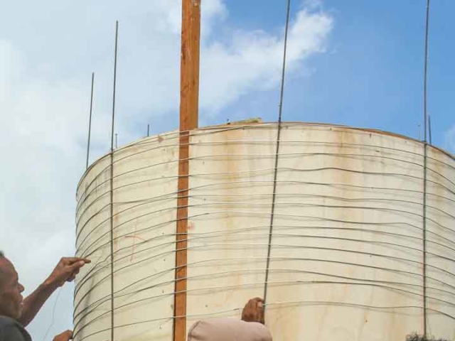 We build 5000-litre ferrocement water tanks in rural areas.