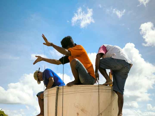 We build 5000-litre ferrocement water tanks in rural areas.