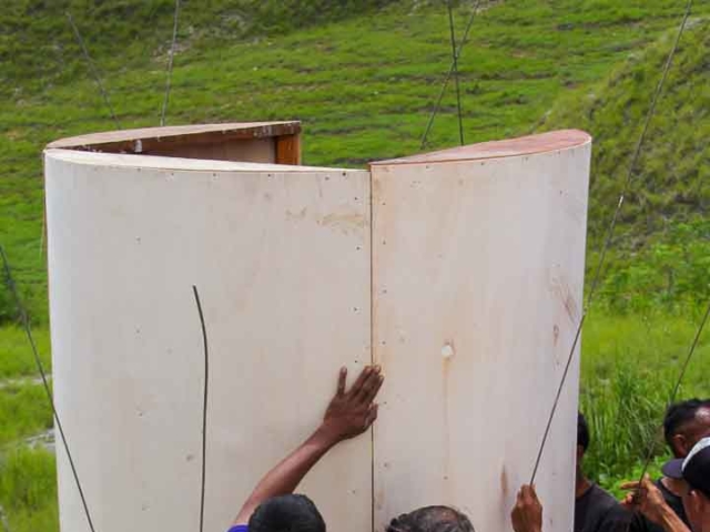 We build 5000-litre ferrocement water tanks in rural areas.