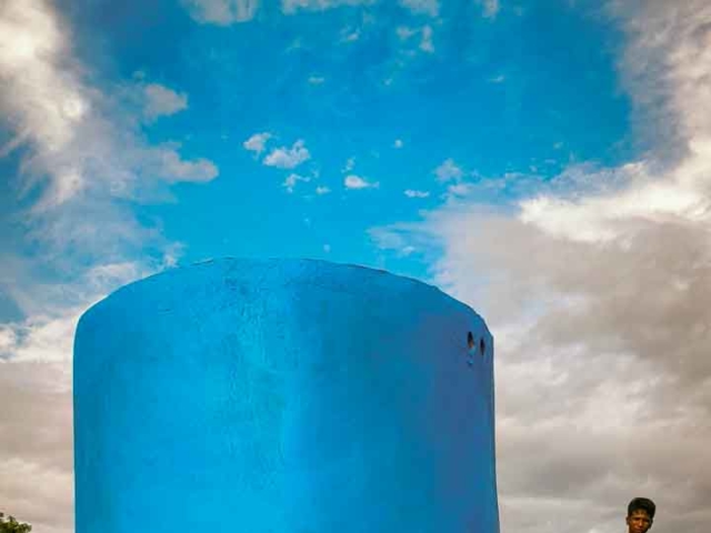 We build 5000-litre ferrocement water tanks in rural areas.