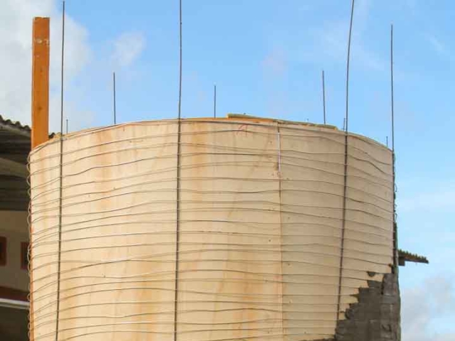 We build 5000-litre ferrocement water tanks in rural areas.