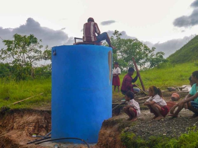 We build 5000-litre ferrocement water tanks in rural areas.