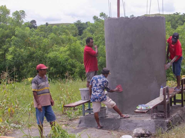 We build 5000-litre ferrocement water tanks in rural areas.