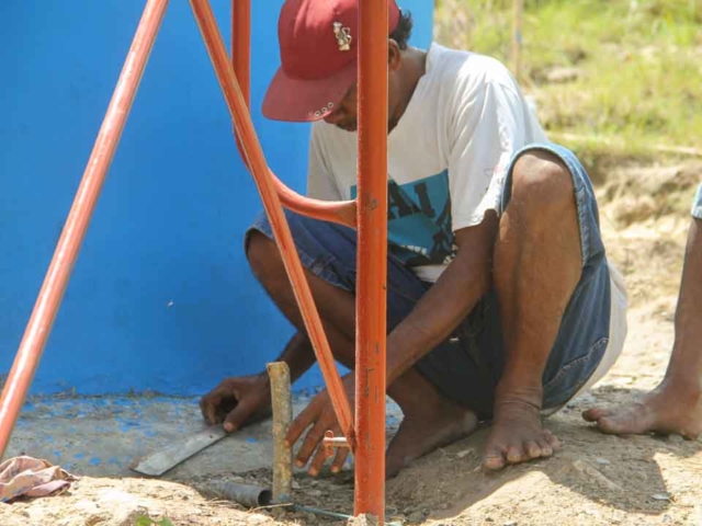 We build 5000-litre ferrocement water tanks in rural areas.