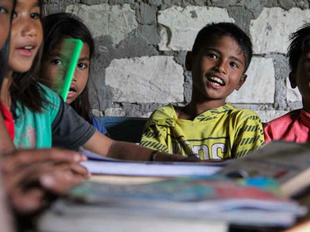 Children Learning in Rural Reading Garden