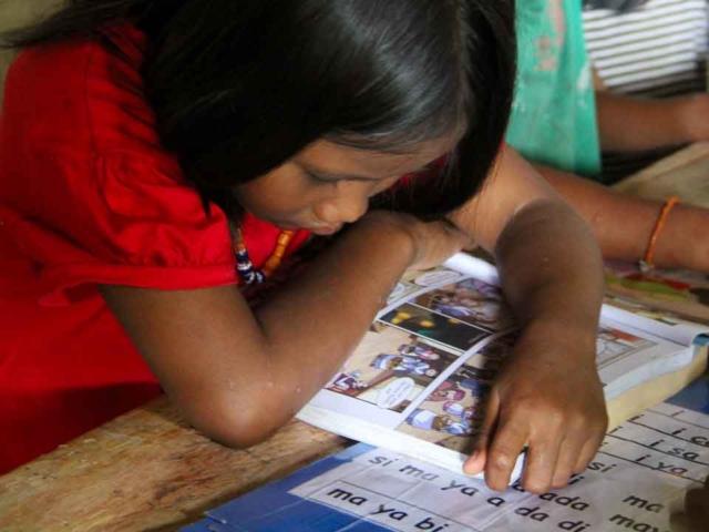 Children Learning in Rural Reading Garden