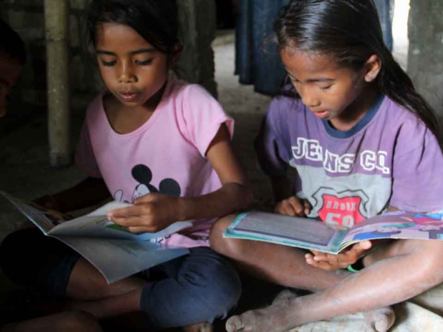 Children Learning in Rural Reading Garden