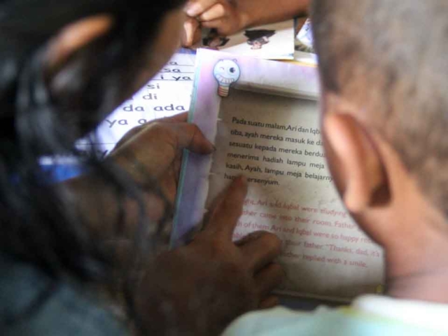 Children Learning in Rural Reading Garden