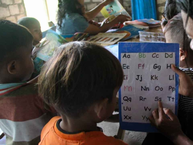 Children Learning in Rural Reading Garden