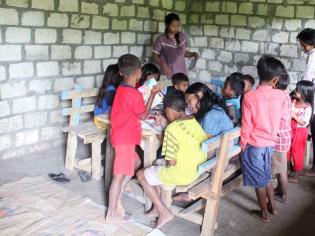 Children Learning in Rural Reading Garden