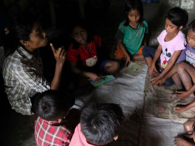 Children Learning in Rural Reading Garden