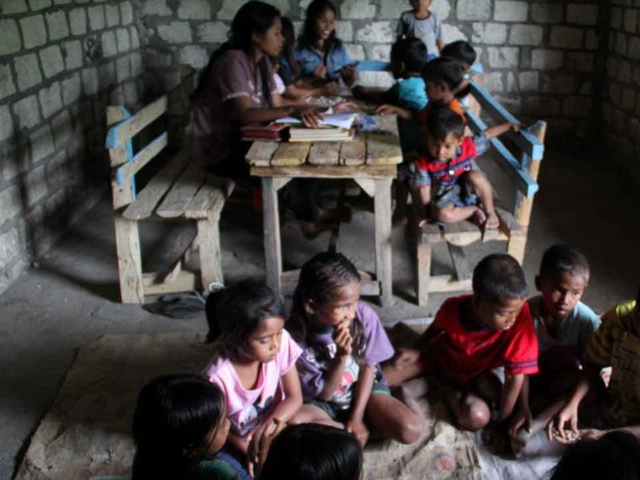 Children Learning in Rural Reading Garden