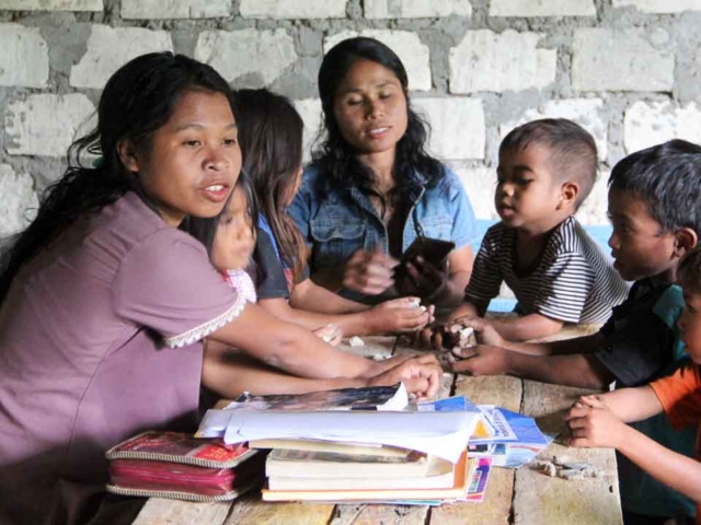 Children Learning in Rural Reading Garden