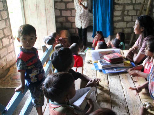 Children Learning in Rural Reading Garden