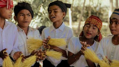 Fair Future team celebrating Christmas with children and families in East Sumba.