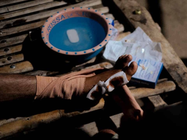 Children receiving clean water and medical care funded by small donations to Fair Future Foundation.