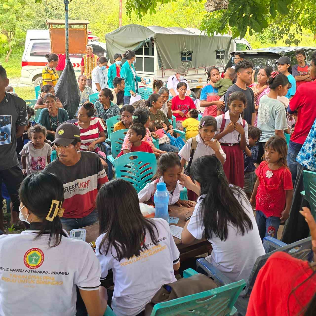 Medical team delivering care, testing and vaccination in a remote community