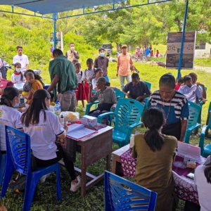 Medical team delivering care, testing and vaccination in a remote community