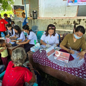Medical team delivering care, testing and vaccination in a remote community