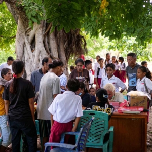 Medical team delivering care, testing and vaccination in a remote community